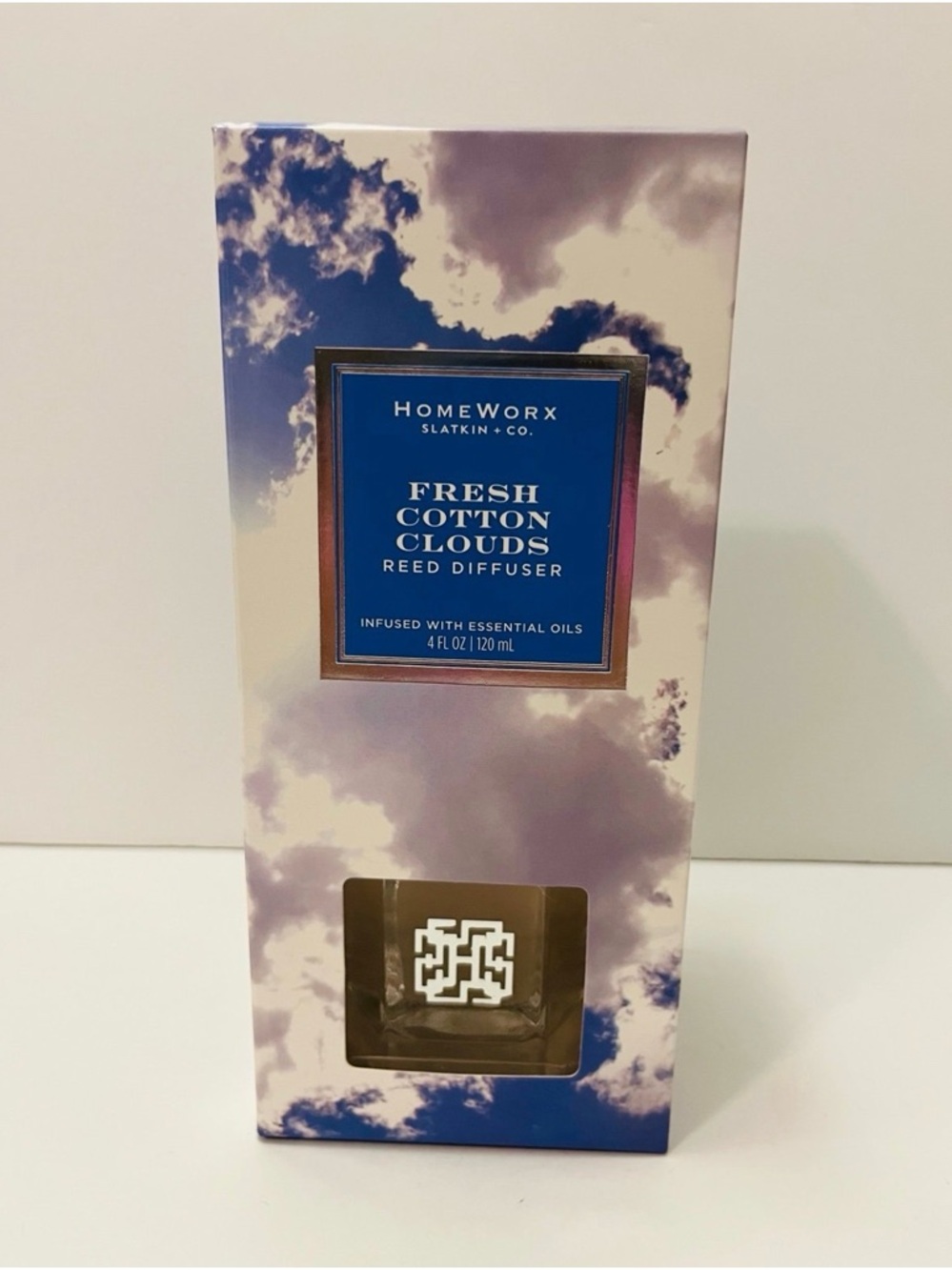 Homeworx Slatkin & Co. Fresh Cotton Clouds Reed Diffuser Infused Essential Oils